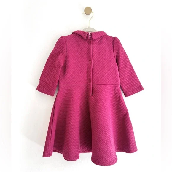 Janie and Jack Kids Fuchsia Quilted Dress with Bow Girl 2T - LIKE NEW Condition - Picture 3 of 6